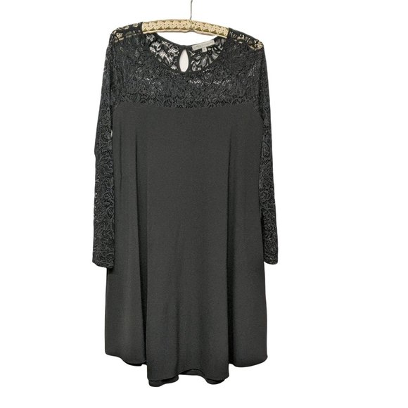 Kimi + Kai "Elle" Lace Trim Mini  Maternity Dress Long Sleeves Black Size Small - Picture 2 of 10